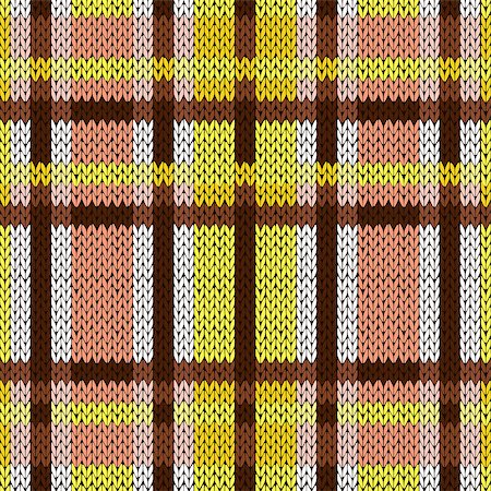 simsearch:400-08755020,k - Seamless vector pattern as a woollen Celtic tartan plaid or a knitted fabric mainly in brown, yellow and white colors Stockbilder - Microstock & Abonnement, Bildnummer: 400-08753738