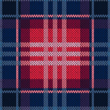 simsearch:400-08755020,k - Seamless vector pattern as a woollen Celtic tartan plaid or a knitted fabric in dark blue and red colors Stockbilder - Microstock & Abonnement, Bildnummer: 400-08753732
