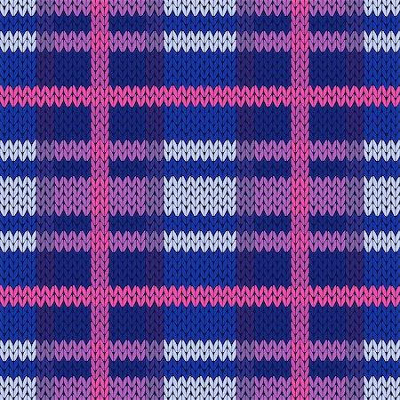simsearch:400-08755020,k - Seamless vector pattern as a woollen Celtic tartan plaid or a knitted fabric in different hues of blue, pink, magenta grey colors Stockbilder - Microstock & Abonnement, Bildnummer: 400-08753744