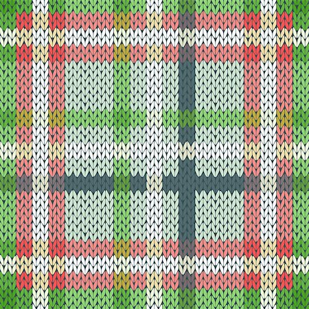 simsearch:400-08755020,k - Seamless vector pattern as a woollen Celtic tartan plaid or a knitted fabric mainly in light red and green hues Stockbilder - Microstock & Abonnement, Bildnummer: 400-08753741