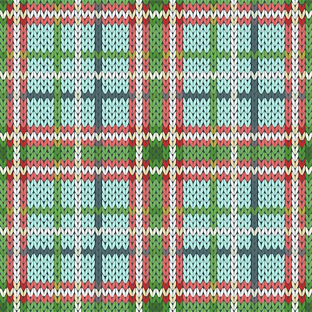 simsearch:400-08755020,k - Seamless vector pattern as a woollen Celtic tartan plaid or a knitted fabric mainly in red, green and white hues Stockbilder - Microstock & Abonnement, Bildnummer: 400-08753742