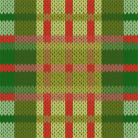 simsearch:400-08754191,k - Seamless vector pattern as a woollen Celtic tartan plaid or a knitted fabric texture in mainly green and red hues Stockbilder - Microstock & Abonnement, Bildnummer: 400-08753844