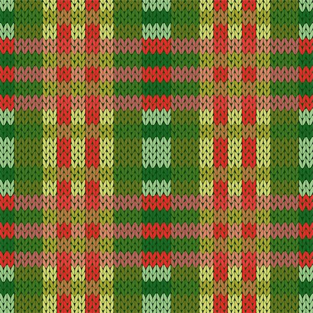 simsearch:400-08755020,k - Seamless vector pattern as a woollen Celtic tartan plaid or a knitted fabric texture in mainly green and red colors Stockbilder - Microstock & Abonnement, Bildnummer: 400-08753845