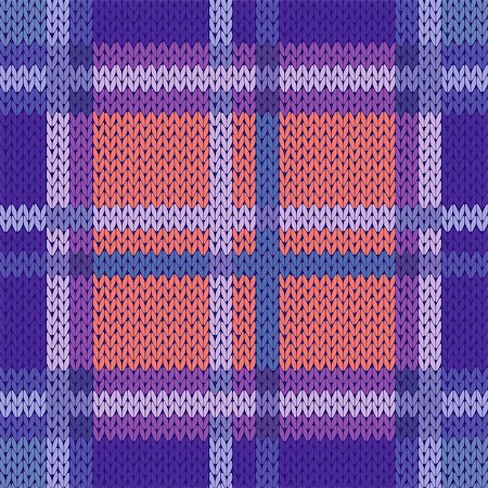 simsearch:400-08755020,k - Seamless vector pattern as a woollen Celtic tartan plaid or a knitted fabric texture in violet, blue and terracotta hues Stockbilder - Microstock & Abonnement, Bildnummer: 400-08753840