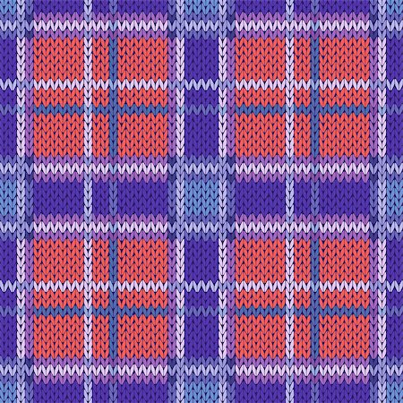 simsearch:400-08754191,k - Seamless vector pattern as a woollen Celtic tartan plaid or a knitted fabric texture in violet, blue and terracotta colors Stockbilder - Microstock & Abonnement, Bildnummer: 400-08753841