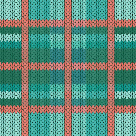 simsearch:400-08754191,k - Seamless vector pattern as a woollen Celtic tartan plaid or a knitted fabric texture in green, turquoise and terracotta light colors Stockbilder - Microstock & Abonnement, Bildnummer: 400-08753842
