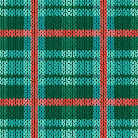 simsearch:400-08754191,k - Seamless vector pattern as a woollen Celtic tartan plaid or a knitted fabric texture in green, turquoise and terracotta colors Stockbilder - Microstock & Abonnement, Bildnummer: 400-08753843