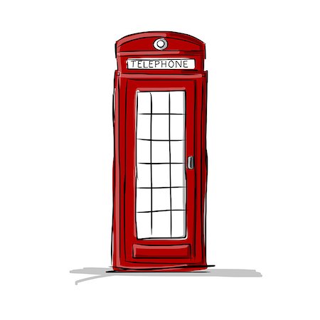 simsearch:400-05901575,k - London phone box, sketch for your design. Vector illustration Foto de stock - Super Valor sin royalties y Suscripción, Código: 400-08753862