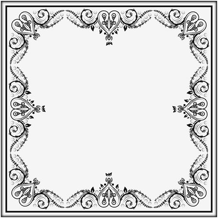 pavelav (artist) - Decorative square frame of ornate ornamental patterns with stylized hearts Foto de stock - Super Valor sin royalties y Suscripción, Código: 400-08774166