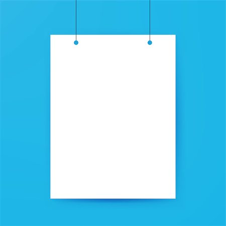 simsearch:400-08752677,k - Blank Poster Template. Vector Illustration of Paper Sheet for Presentation Hanging on a Thread. Stock Photo - Budget Royalty-Free & Subscription, Code: 400-08774254