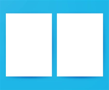 simsearch:400-08752677,k - Two White Blank Posters Mockup. Vector Illustration of Paper Sheets over Blue Background with Soft Shadows. Stock Photo - Budget Royalty-Free & Subscription, Code: 400-08774280