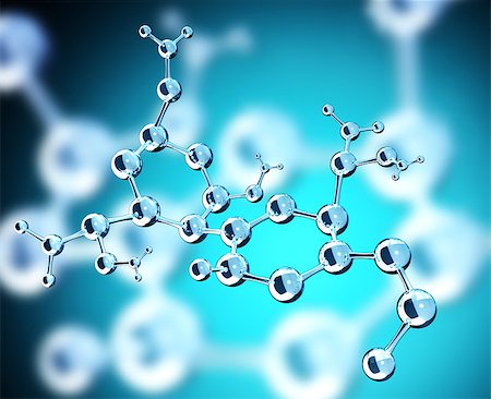 simsearch:400-09031505,k - Abstract molecular structure on blue background. 3d render Stock Photo - Budget Royalty-Free & Subscription, Code: 400-08774425