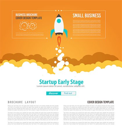 rocket ship vector - Startup Landing Webpage or Corporate Design Covers to use for web promotons, printed related materials or company presentation. Space for text. Stock Photo - Budget Royalty-Free & Subscription, Code: 400-08774626