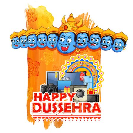 ravana - illustration of ten headed Ravana for Happy Dussehra sale promotion Foto de stock - Super Valor sin royalties y Suscripción, Código: 400-08774775