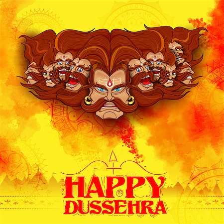 ravana - llustration of Raavana with ten heads for Dussehra Navratri festival of India poster Foto de stock - Super Valor sin royalties y Suscripción, Código: 400-08774776