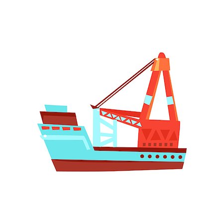 Cargo Ship Toy Boat Bright Color Icon In Simple Childish Style Isolated On White Background Stock Photo - Budget Royalty-Free & Subscription, Code: 400-08774798