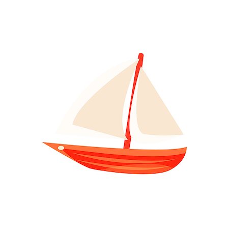 simsearch:400-08774806,k - Sailing Toy Boat With White Sails Bright Color Icon In Simple Childish Style Isolated On White Background Stockbilder - Microstock & Abonnement, Bildnummer: 400-08774807