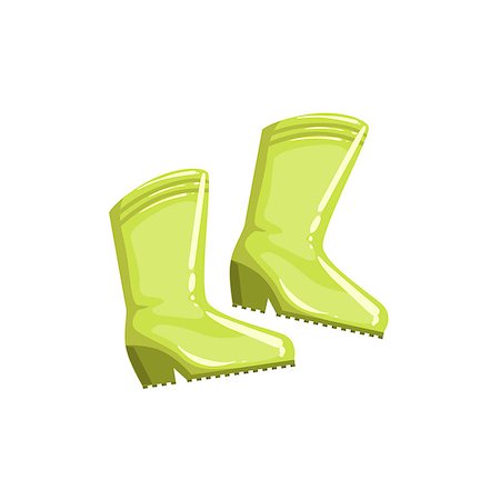 rubber farm boots - Pair Of Green Rubber Boots Simple Realistic Bright Flat Colorful Illustration Isolated On White Background Stock Photo - Budget Royalty-Free & Subscription, Code: 400-08774861