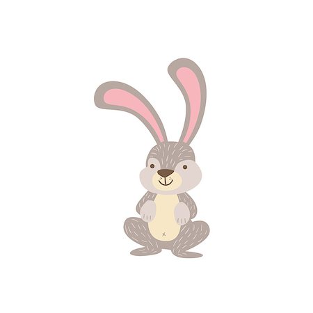 simsearch:400-08777732,k - Grey And White Hare Crouching Stylized Cute Childish Flat Vector Drawing Isolated On White Background Stock Photo - Budget Royalty-Free & Subscription, Code: 400-08774909