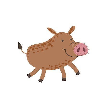 simsearch:400-08777732,k - Smiling Wild Boar Running Stylized Cute Childish Flat Vector Drawing Isolated On White Background Stock Photo - Budget Royalty-Free & Subscription, Code: 400-08774914