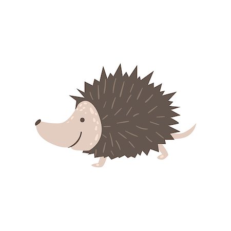 simsearch:400-08777732,k - Smiling Hedgehog Running Stylized Cute Childish Flat Vector Drawing Isolated On White Background Stock Photo - Budget Royalty-Free & Subscription, Code: 400-08774918