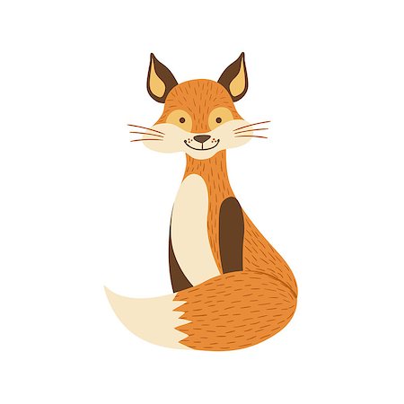 simsearch:400-08777732,k - Smiling Fox Sitting Like Cat Stylized Cute Childish Flat Vector Drawing Isolated On White Background Stock Photo - Budget Royalty-Free & Subscription, Code: 400-08774921