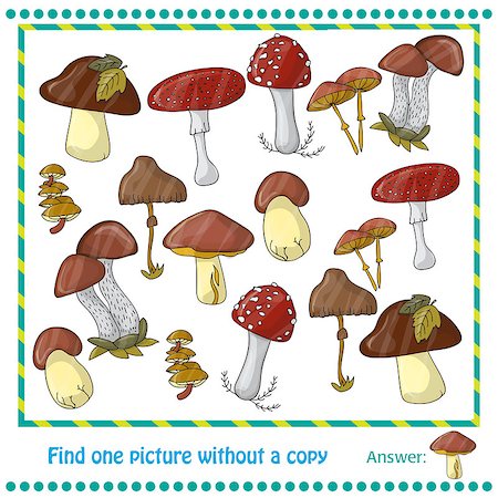 illustration with color mushrooms - game for children Stock Photo - Budget Royalty-Free & Subscription, Code: 400-08774996