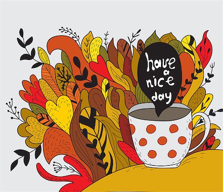drawn images of maple leaves - Have a nice day. Autumn doodle - Template Stock Photo - Budget Royalty-Free & Subscription, Code: 400-08774997