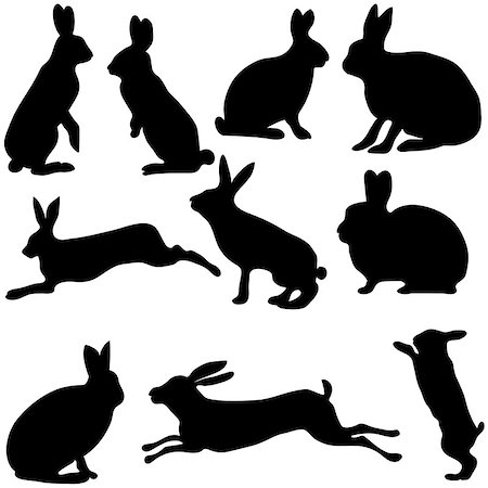 rabbit run - rabbit silhouettes on the white background, vector illustration Stock Photo - Budget Royalty-Free & Subscription, Code: 400-08775634