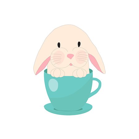 simsearch:400-08919868,k - cute rabbit in teacup, illustration, set for baby fashion. Foto de stock - Royalty-Free Super Valor e Assinatura, Número: 400-08775631