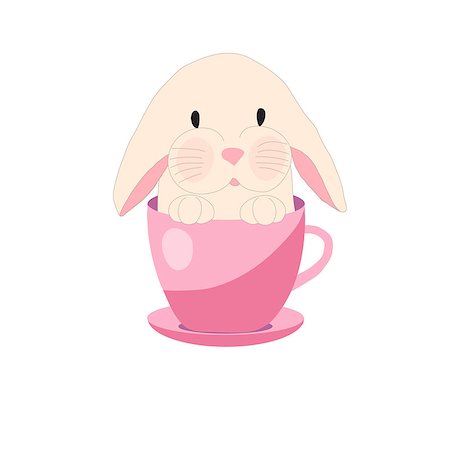 simsearch:400-08919868,k - cute rabbit in teacup, illustration, set for baby fashion. Foto de stock - Royalty-Free Super Valor e Assinatura, Número: 400-08775632