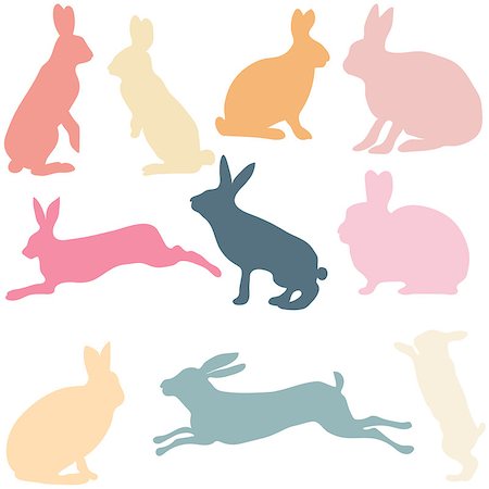 rabbit run - rabbit silhouettes on the white background, vector illustration Stock Photo - Budget Royalty-Free & Subscription, Code: 400-08775633