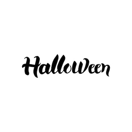 simsearch:400-09108757,k - Halloween Calligraphy. Vector Illustration of Lettering Isolated over White Background. Hand Drawn Ink Brush Text. Stock Photo - Budget Royalty-Free & Subscription, Code: 400-08775655