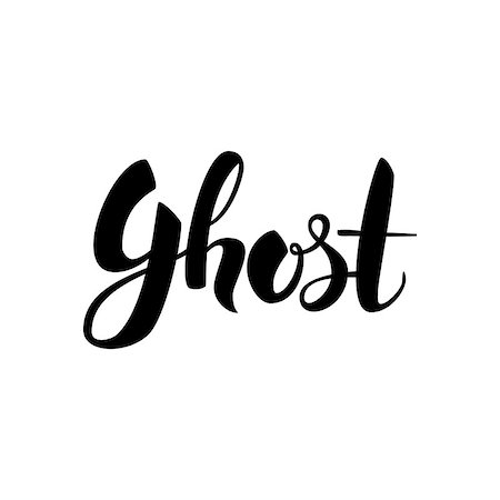 simsearch:400-09108757,k - Ghost Handwritten Lettering. Vector Illustration of Ink Brush Cursive Calligraphy Isolated over White Background. Stock Photo - Budget Royalty-Free & Subscription, Code: 400-08775650