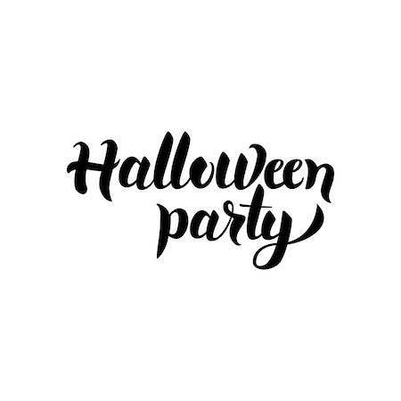 simsearch:400-09108757,k - Halloween Party Handwritten Lettering. Vector Illustration of Ink Brush Calligraphy Isolated over White Background. Hand Drawn Cursive Text. Stock Photo - Budget Royalty-Free & Subscription, Code: 400-08775661