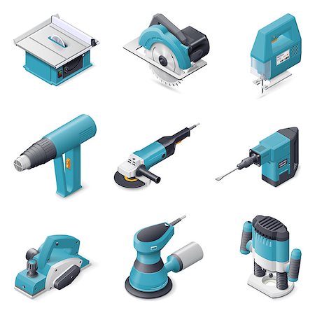 simsearch:400-09120941,k - Construction electric tools isometric detailed icon set vector graphic illustration Stock Photo - Budget Royalty-Free & Subscription, Code: 400-08775808