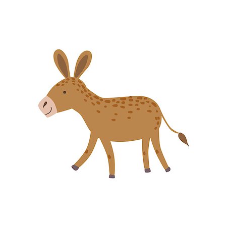 Brown Spotted Donkey Walking Stylized Cute Childish Flat Vector Drawing Isolated On White Background Stock Photo - Budget Royalty-Free & Subscription, Code: 400-08775866