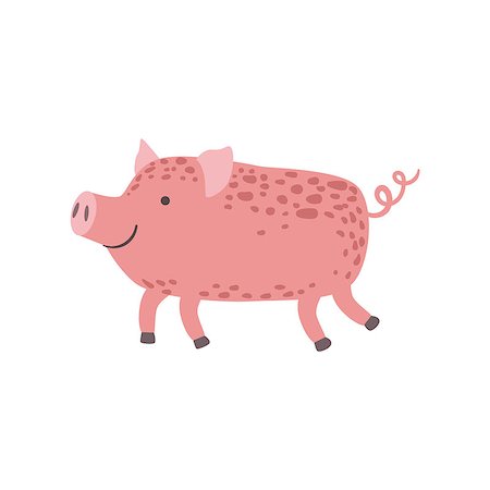 simsearch:400-07614122,k - Pink Piglet Walking Stylized Cute Childish Flat Vector Drawing Isolated On White Background Stock Photo - Budget Royalty-Free & Subscription, Code: 400-08775868