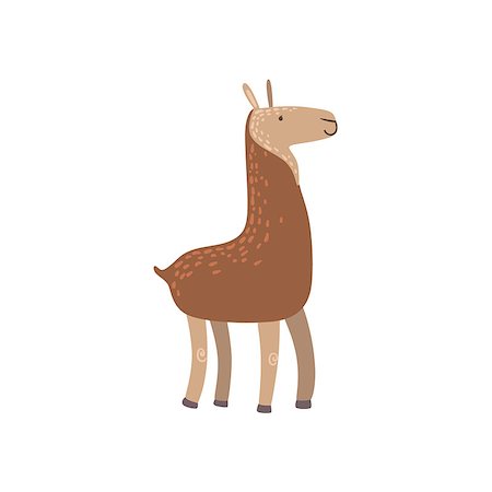 simsearch:400-08774807,k - Brown Llama Standing Stylized Cute Childish Flat Vector Drawing Isolated On White Background Fotografie stock - Microstock e Abbonamento, Codice: 400-08775874