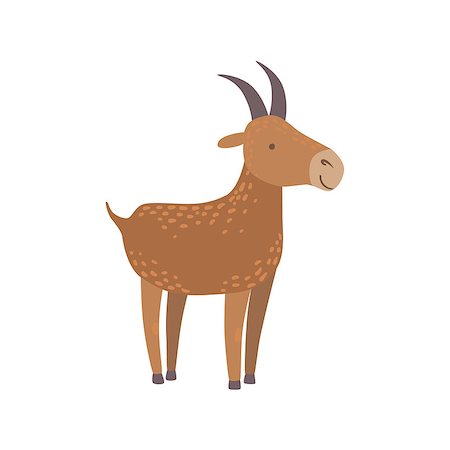 simsearch:400-08779810,k - Brown Goat Standing Stylized Cute Childish Flat Vector Drawing Isolated On White Background Stock Photo - Budget Royalty-Free & Subscription, Code: 400-08775877