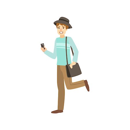 Young Guy Modern Street Look With Hat Simple Childish Flat Colorful Illustration On White Background Stock Photo - Budget Royalty-Free & Subscription, Code: 400-08775884