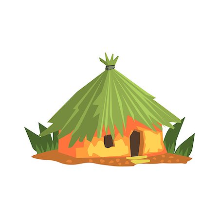 rooftop hut - Primitive Tropical Building Jungle Landscape Element. Simple Tropical Forest Object Illustration Isolated On White Background. Stock Photo - Budget Royalty-Free & Subscription, Code: 400-08775942