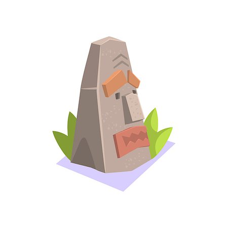 Rock Pagan Monument Jungle Village Landscape Element. Cool Colorful Vector Illustration In Stylized Geometric Cartoon Design Stock Photo - Budget Royalty-Free & Subscription, Code: 400-08775955