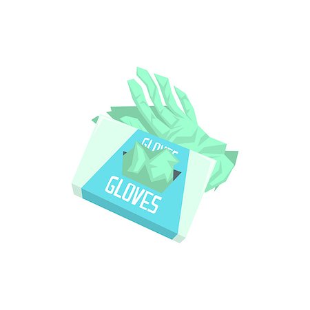 Pack Of Surgeon Silicon Gloves Hospital And Healthcare Themed Illustration. Cool Colorful Vector Sticker In Stylized Geometric Cartoon Design Stock Photo - Budget Royalty-Free & Subscription, Code: 400-08776024