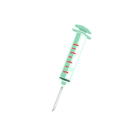 Classic Vaccination Syringe Hospital And Healthcare Themed Illustration. Cool Colorful Vector Sticker In Stylized Geometric Cartoon Design Stock Photo - Budget Royalty-Free & Subscription, Code: 400-08776020