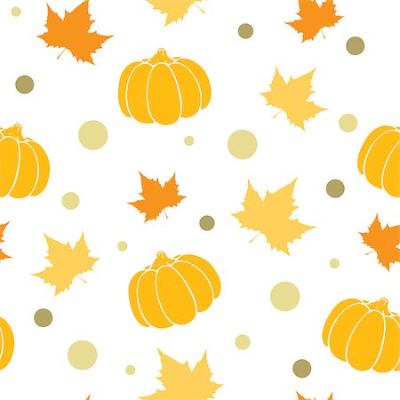 simsearch:400-08776231,k - Vector seamless pattern with orange pumpkin and maple leaves. Abstract autumn background. Stockbilder - Microstock & Abonnement, Bildnummer: 400-08776215