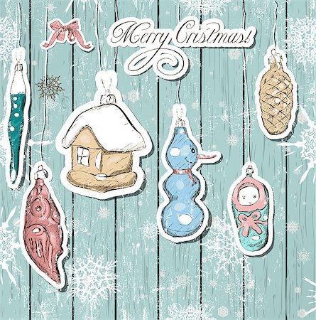 simsearch:400-08712804,k - Poster with vintage Christmas decorations. Vector illustration EPS10 Stock Photo - Budget Royalty-Free & Subscription, Code: 400-08776244