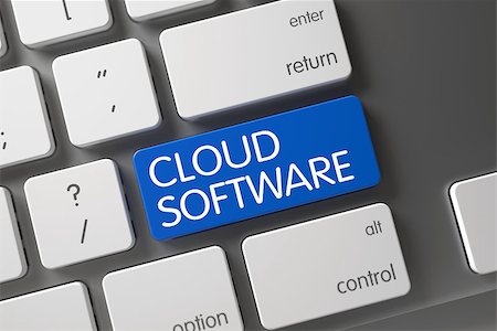 simsearch:400-04892217,k - Cloud Software Concept: Computer Keyboard with Cloud Software, Selected Focus on Blue Enter Key. 3D. Stock Photo - Budget Royalty-Free & Subscription, Code: 400-08776383