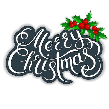 simsearch:400-05746178,k - Merry Christmas lettering card with holly. Vector illustration Foto de stock - Super Valor sin royalties y Suscripción, Código: 400-08776630