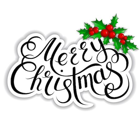 simsearch:400-05746178,k - Merry Christmas lettering card with holly. Vector illustration Foto de stock - Super Valor sin royalties y Suscripción, Código: 400-08776631
